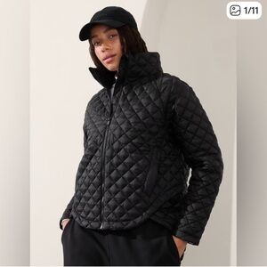 Athleta Black Quilted Whisper Featherless Jacket